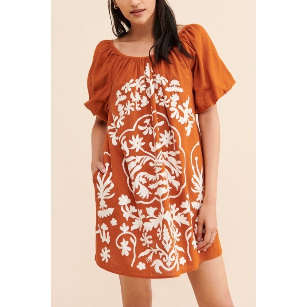 Free People Foina Embroidered Mini‎ Dress